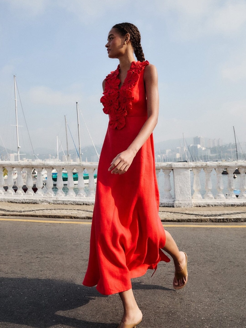 Farm Rio Red 3d Flower Maxi Dress - Picture 2 of 4